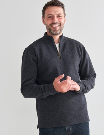 Chisel Lewis 1/4 Zip Fleece Sweater, Charcoal Marle product photo