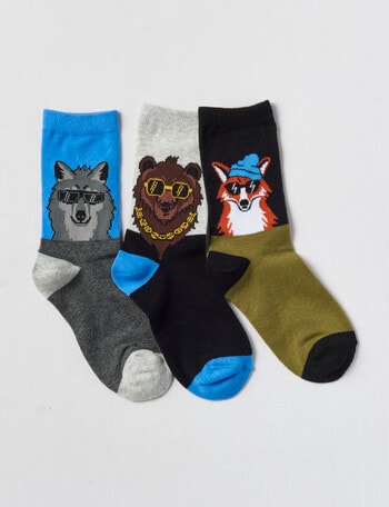 Simon De Winter Wild Mug Short Crew Sock, 3-Pack, Black product photo