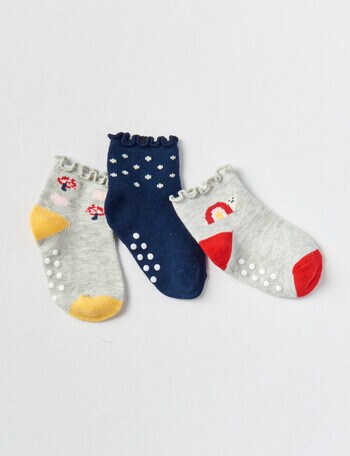 Simon De Winter Garden Crew Sock, 3-Pack, Blue & Grey product photo