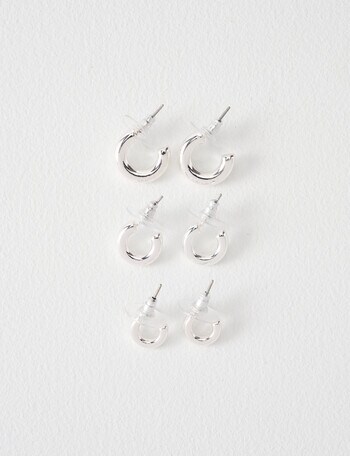 Earsense Thick J Hoop Trio, Imitation Silver product photo