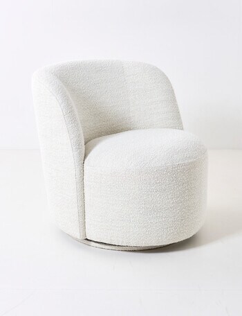LUCA Furniture Belmont Fabric Swivel Chair, Boucle Natural product photo