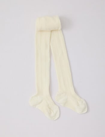 Columbine Liner Cable Merino Tights, Cream product photo