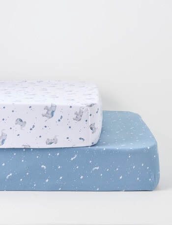 Little Textiles Cot Fitted Sheet Set, 2-Piece, Elephants product photo