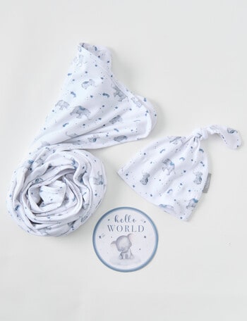 Little Textiles NewBorn Wrap Gift Set, Elephants product photo