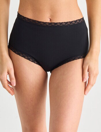 Lyric Lisa Cotton Lace Trim Full Brief, Black, 8-18 product photo