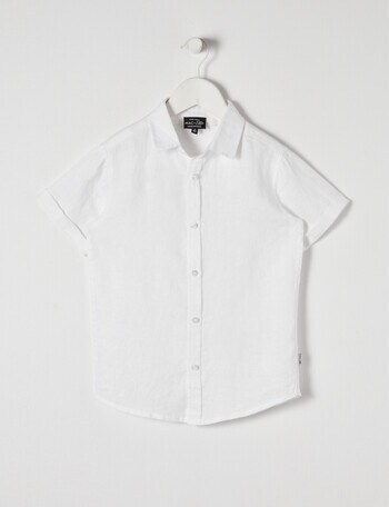 Mac & Ellie Linen Short Sleeve Shirt, White product photo
