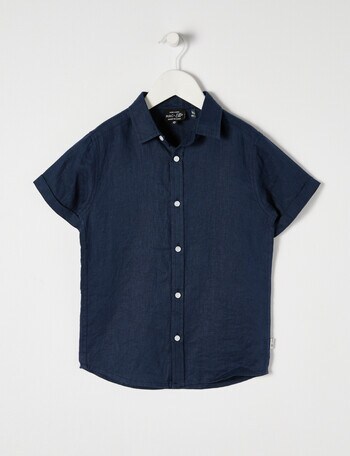 Mac & Ellie Linen Short Sleeve Shirt, Navy product photo