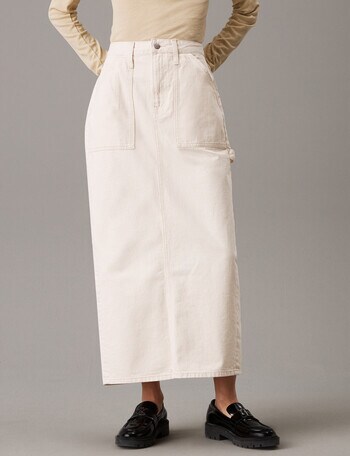 Calvin Klein Denim Maxi Skirt, Ecru product photo