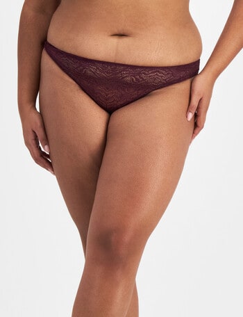 Berlei Because Lace Hi Bikini Brief, Sangria Wine, 8-24 product photo