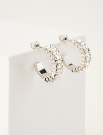Harlow Radiant Sparkle Hoop Earrings, Imitation Silver Tone product photo