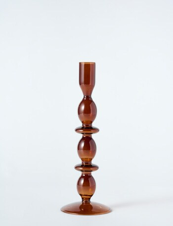 Home Fusion Glass Candle Stick Holder, Amber product photo