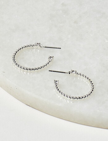 Earsense Fine Textured Cubic Zirconia J Hoop, Silver product photo