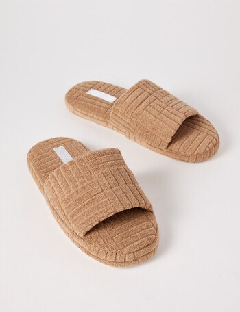 Zest Sleep Terry Geo Slides, Caramel product photo