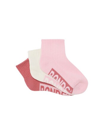 Bonds Logo Quarter Crew Sock, 3-Pack, Rouge Shadow, Baby Spice & Marscapone, 2-12 product photo