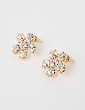 Harlow Flower Sparkle Studs, Gold Tone product photo