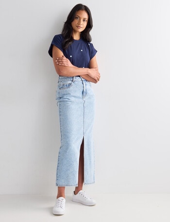 Denim Republic Maxi Skirt, Light Wash product photo