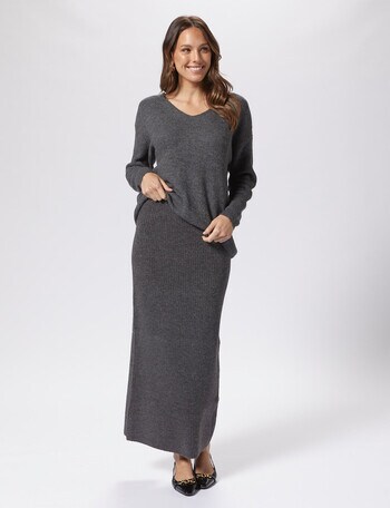 Vero Moda May Maxi Knit Skirt, Dark Grey Melange product photo