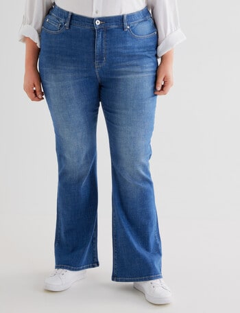 Denim Republic Curve Bootleg Jean with Abrasion, Mid Wash product photo