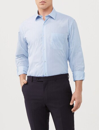 Van Heusen Classic Fit Square Print Shirt, Sky product photo