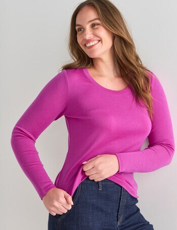 North South Merino Long Sleeve Scoop Neck Top, Purple Orchid product photo