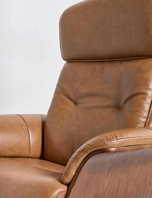 LUCA Furniture Jackson Leather Swivel Recliner Chair, Bark product photo View 04 L