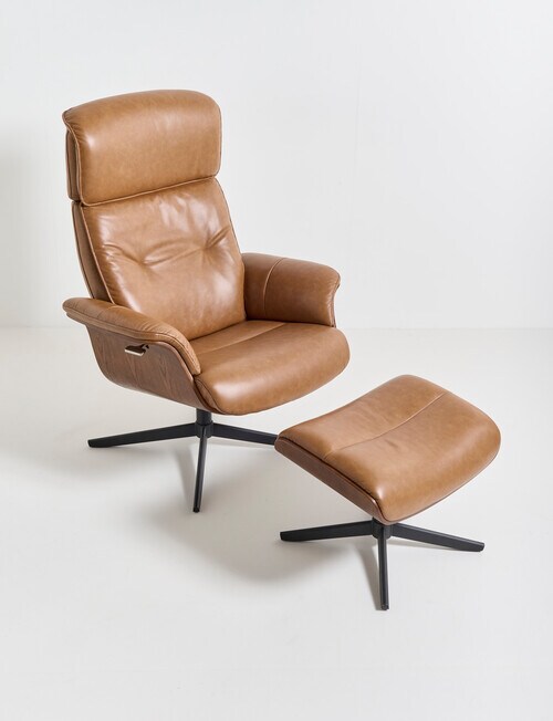 LUCA Furniture Jackson Leather Swivel Recliner Chair, Bark product photo View 06 L