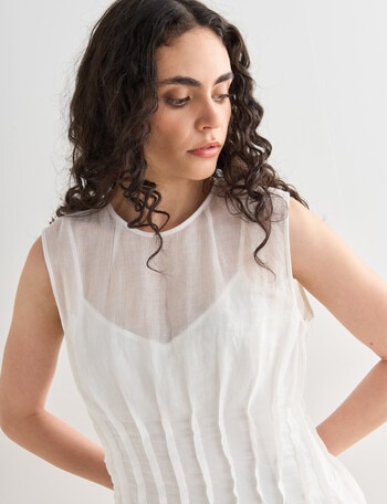 State of play Elvie Pleated Top, Ivory product photo