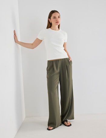 Mineral Hazel Rib Crew Neck Short Sleeve Tee, Ivory product photo