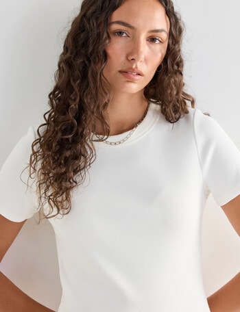Mineral Hazel Rib Short Sleeve Tee, Ivory product photo