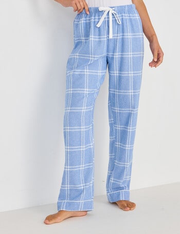 Whistle Sleep Check Flannel Pants, Blue, 8-18 product photo