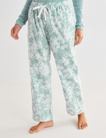 Whistle Sleep Floral Flannel Pants, Mint, 8-18 product photo