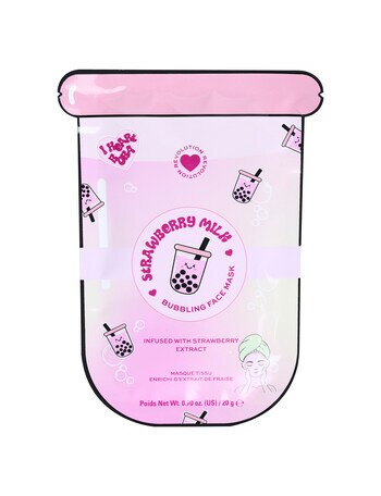 Revolution I Heart Bubble Tea Strawberry Milk Bubble Sheet Mask, Strawberry Pink product photo