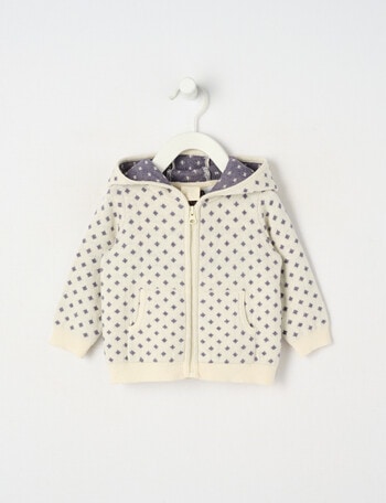 Little Bundle Dot Merino Blend Jacquard Hoodie, Velveteen product photo