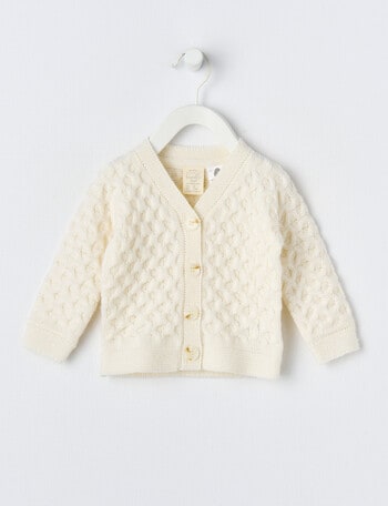 Little Bundle Merino Knit Cardigan, Vanilla product photo