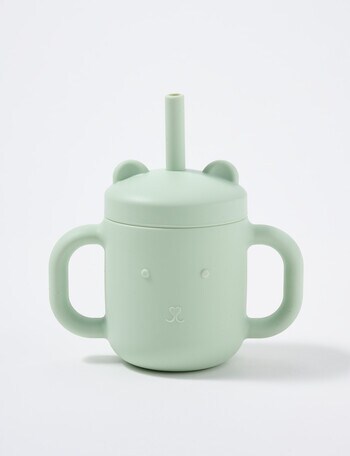 Teeny Weeny Silicone Bear Cup with Removable Straw, Green product photo