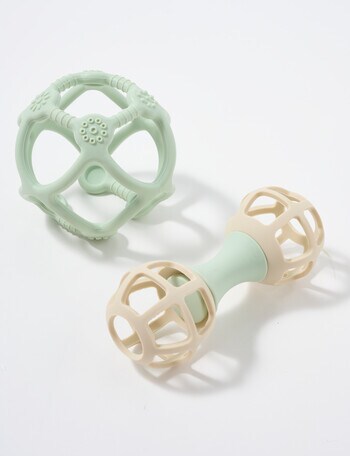 Teeny Weeny Silicone Rattle & Teether Ball Set, Green product photo