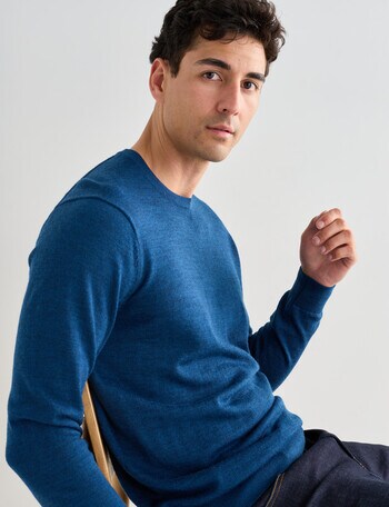 North South Merino Crew Neck Jumper, Atlantic product photo