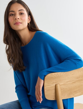 North South Merino Curved Hem Sweater, Diva Blue product photo