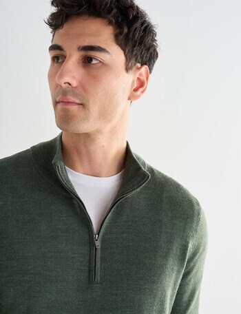 North South Merino Quarter Zip Merino Pullover, Sage product photo