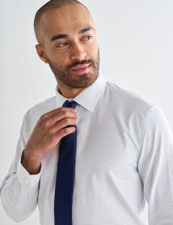Laidlaw + Leeds Textured Check Long Sleeve Shirt, White product photo