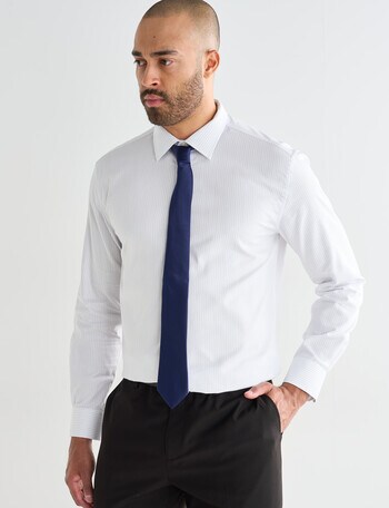 Laidlaw + Leeds Textured Stripe Long Sleeve Shirt, White product photo