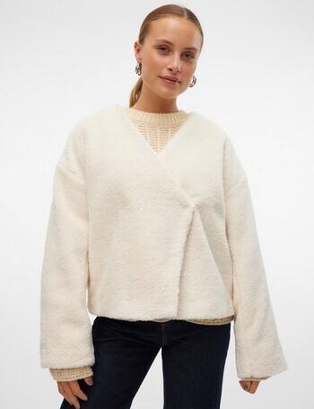 Vero Moda Natalie Long Sleeve Short Jacket, Snow White product photo
