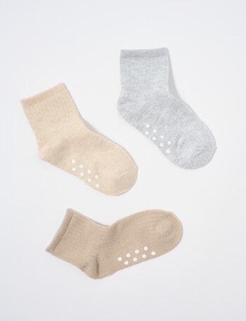 Simon De Winter Rib Crew Socks, 3-Pack, Neutral product photo