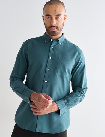 L+L Oxford Long Sleeve Shirt, Dark Teal product photo