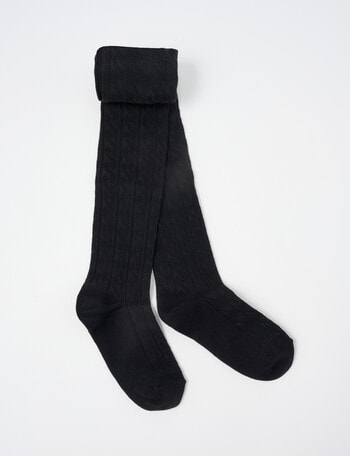 Simon De Winter Cable Tights, Black, 3-8 product photo