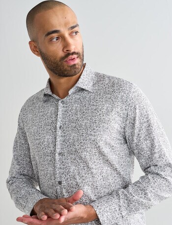 L+L Floral Stencil Long Sleeve Shirt, Grey product photo