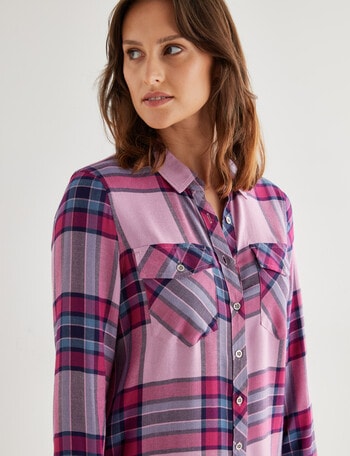 Denim Republic Check Shirt, Magenta & Navy product photo
