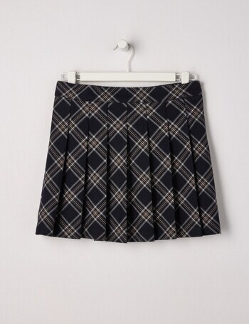 Switch Check Pleat Skirt, Dark Navy product photo