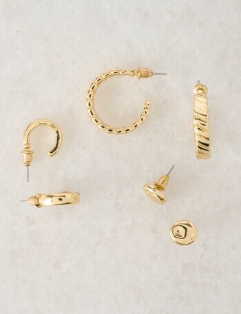 Whistle Accessories Huggie + Stud Set, 3-Pack, Gold Tone product photo