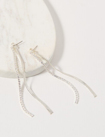Harlow Sparkle Double Drop Earrings, Silver Tone product photo